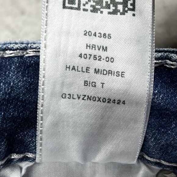 True Religion Rocco Relaxed Skinny Jeans Womens Sz 34 Blue Dark Wash Distressed - Picture 15 of 16